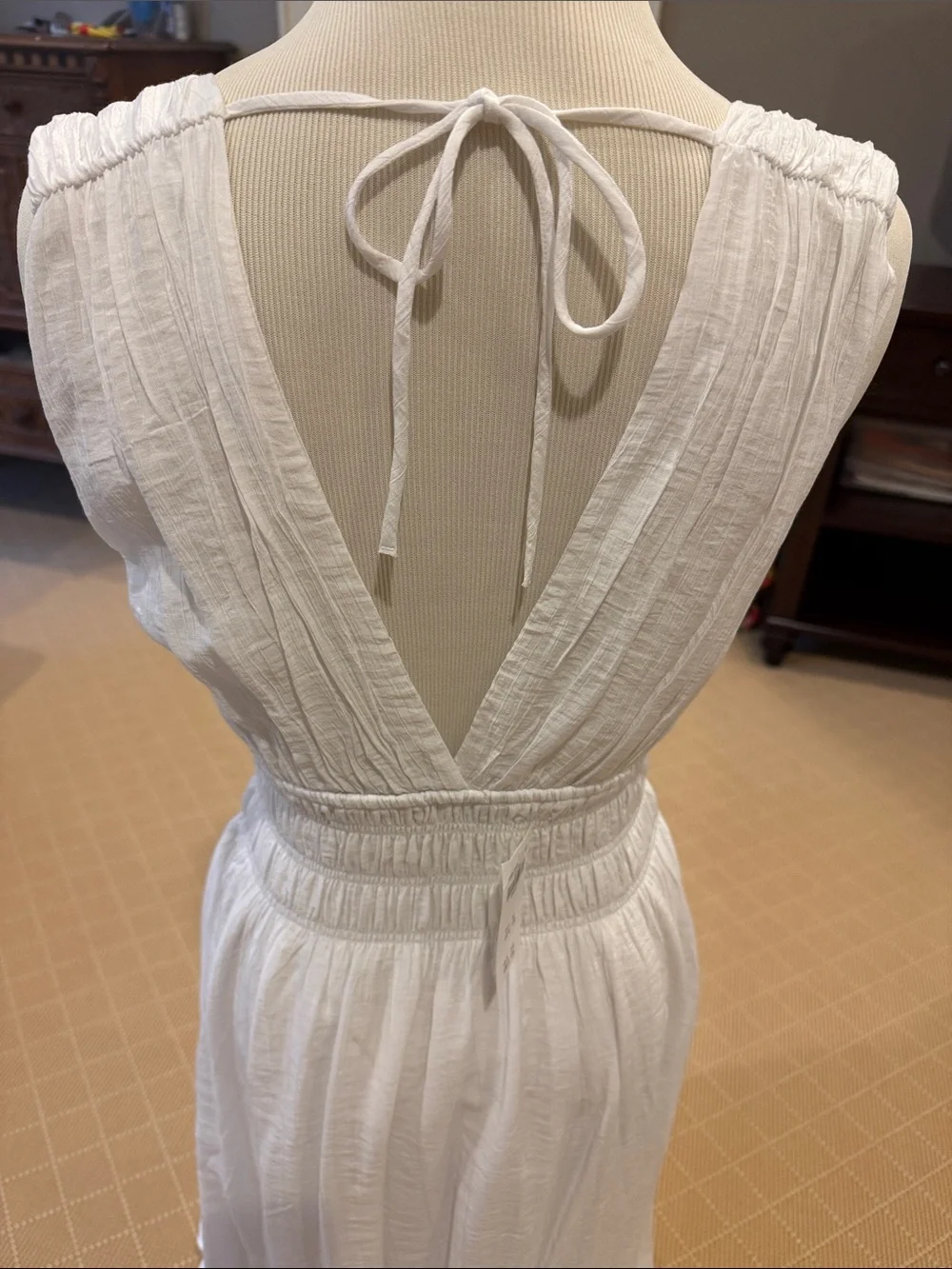 Abercrombie & Fitch White Deep V-Neck Maxi Dress Small T NWT